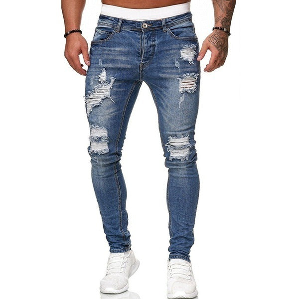 Men’s Stretch Ripped Skinny Jeans – Slim Fit Distressed Denim