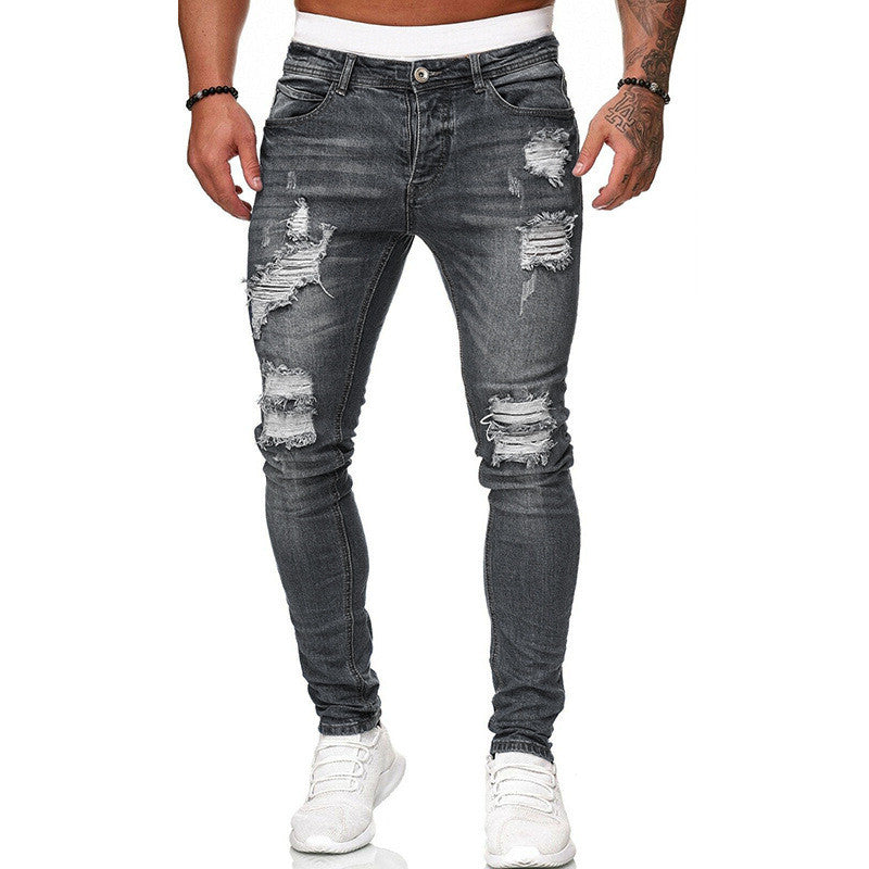 Men’s Stretch Ripped Skinny Jeans – Slim Fit Distressed Denim