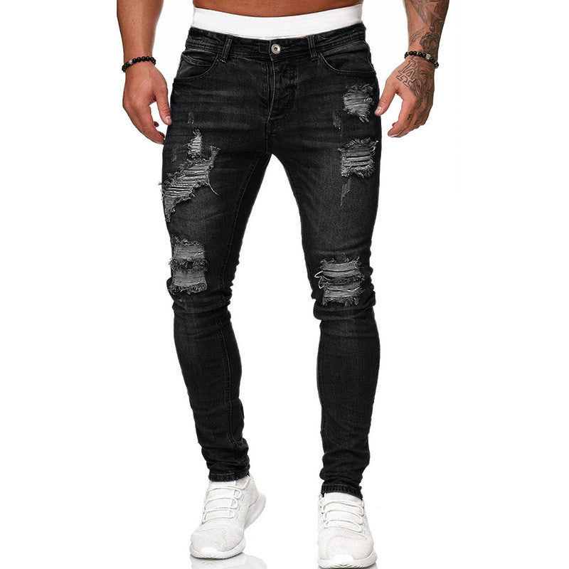 Men’s Stretch Ripped Skinny Jeans – Slim Fit Distressed Denim