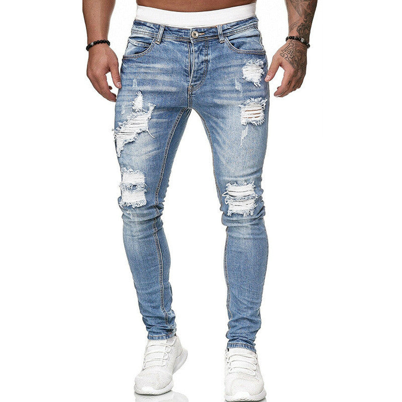 Men’s Stretch Ripped Skinny Jeans – Slim Fit Distressed Denim