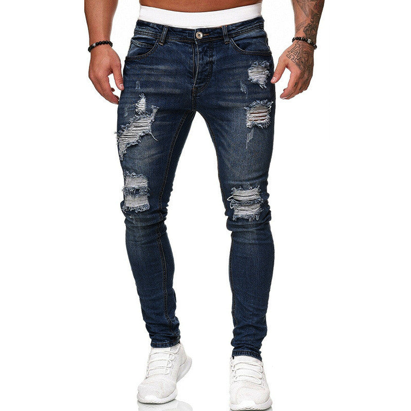 Men’s Stretch Ripped Skinny Jeans – Slim Fit Distressed Denim