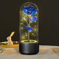 2 In 1 Rose Flower LED Light Bluetooth-compatible Speaker Valentine's Day Gift Glass Cover