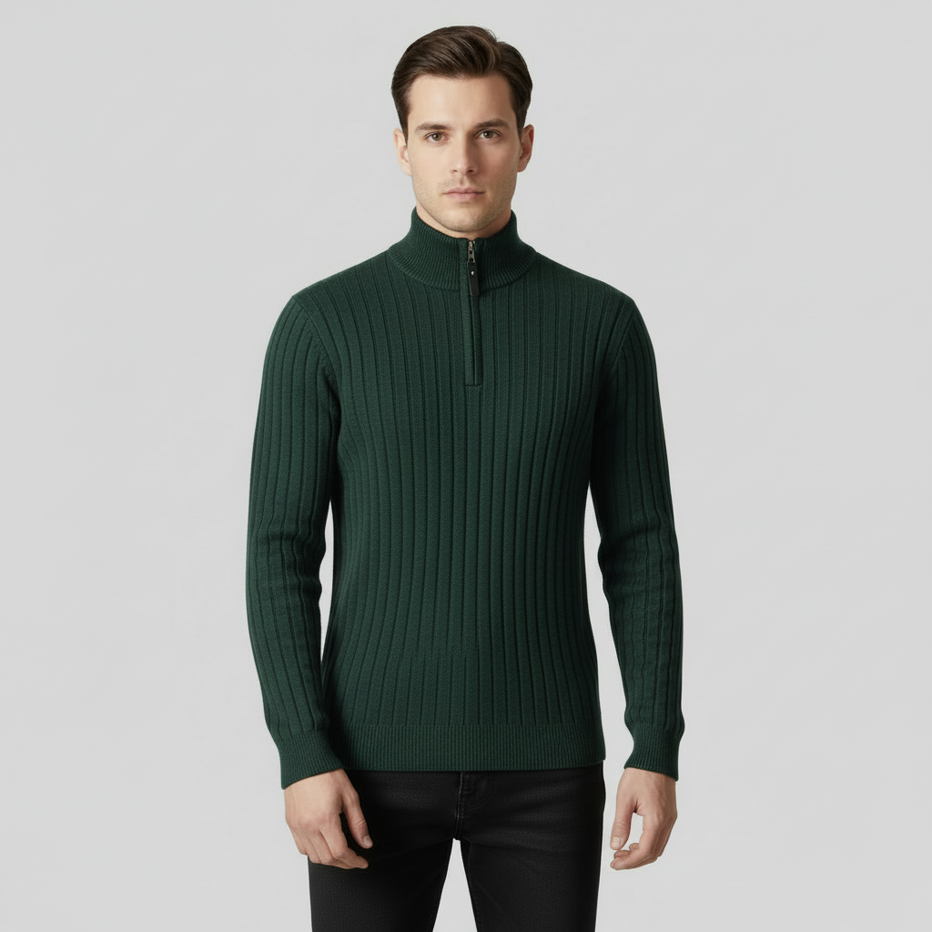 Men's Black Quarter-Zip Pullover Sweatshirt