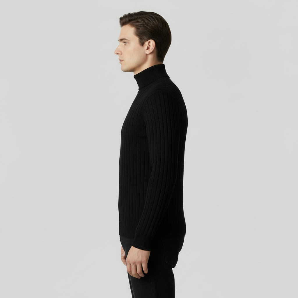 Men's Black Quarter-Zip Pullover Sweatshirt