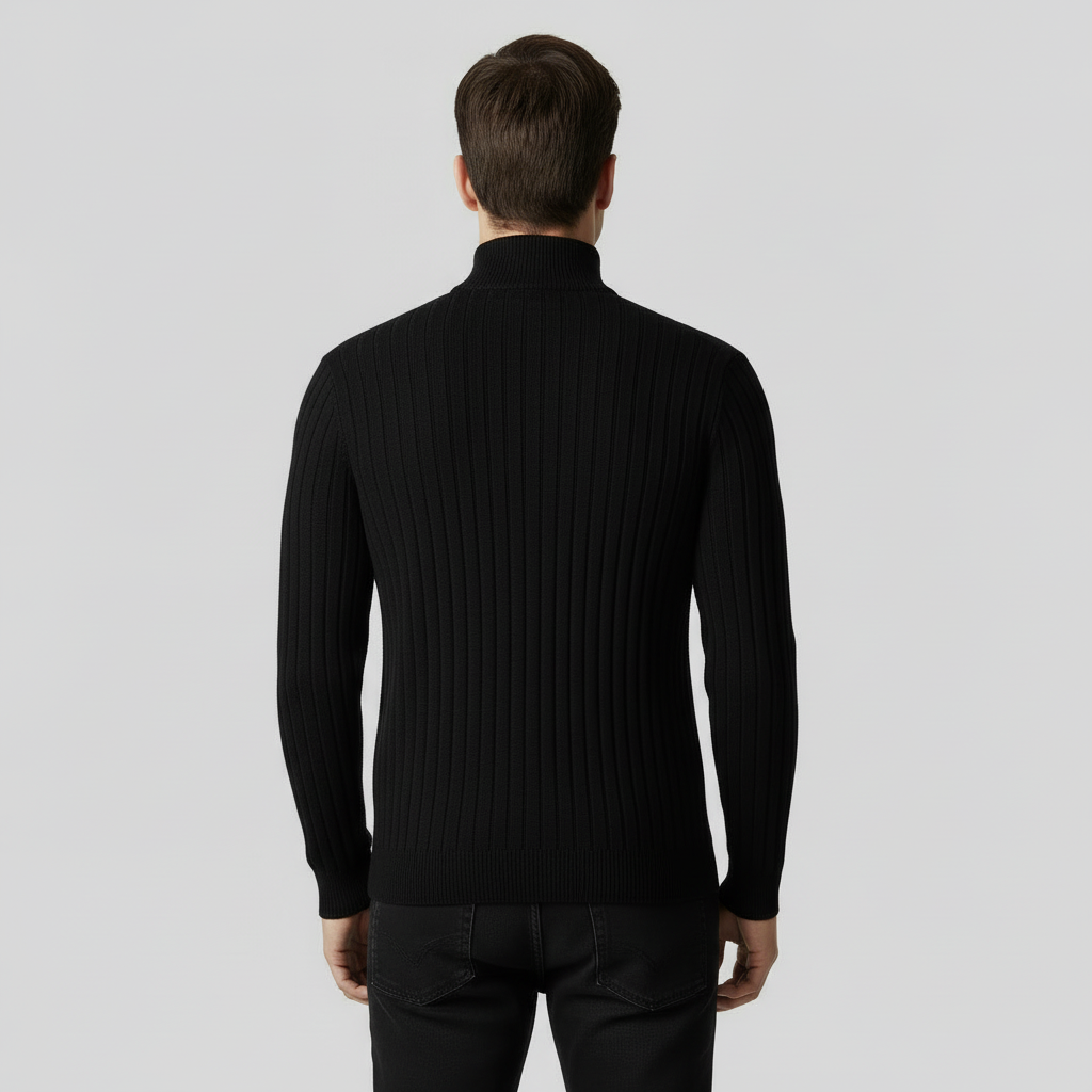 Men's Black Quarter-Zip Pullover Sweatshirt