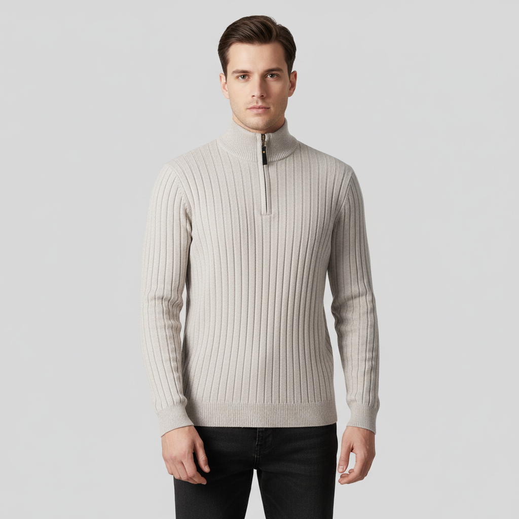 Men's Black Quarter-Zip Pullover Sweatshirt