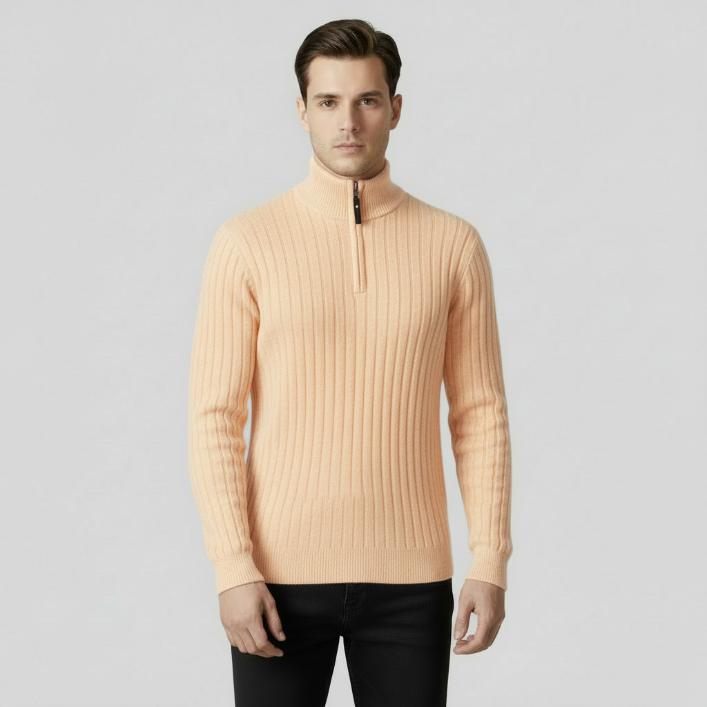 Men's Black Quarter-Zip Pullover Sweatshirt