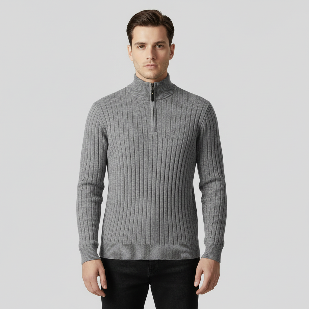 Men's Black Quarter-Zip Pullover Sweatshirt