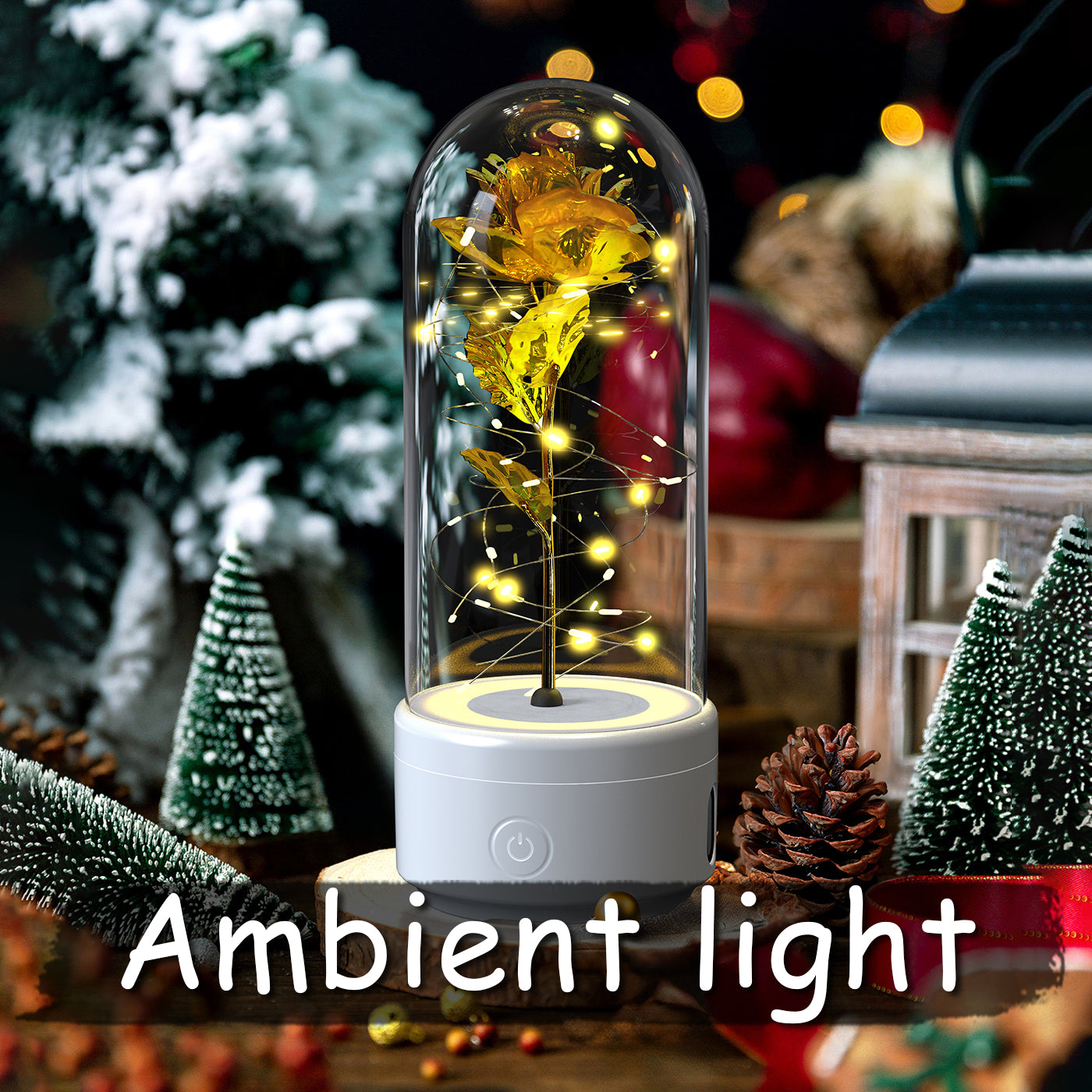 2 In 1 Rose Flower LED Light Bluetooth-compatible Speaker Valentine's Day Gift Glass Cover