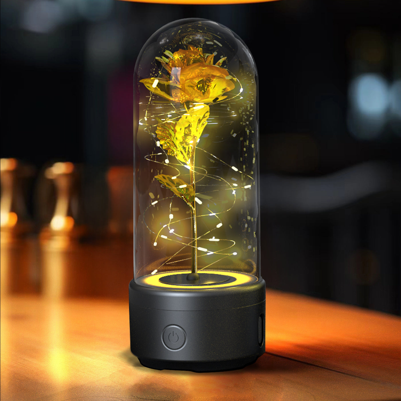 2 In 1 Rose Flower LED Light Bluetooth-compatible Speaker Valentine's Day Gift Glass Cover