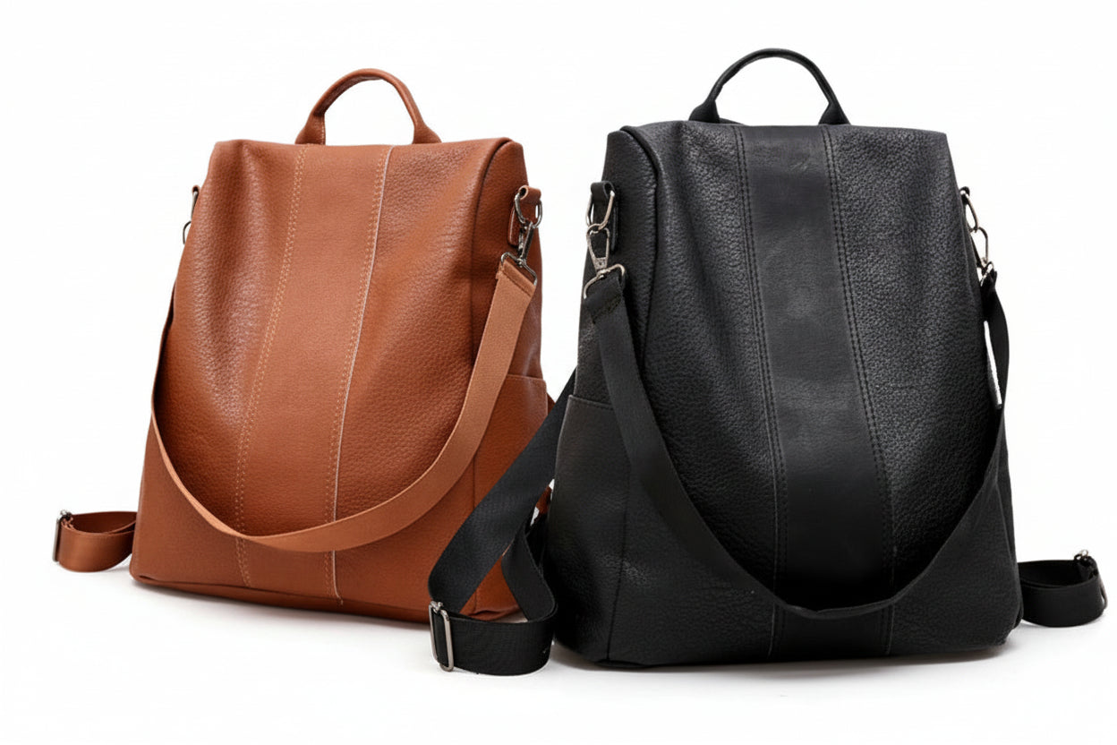 Women’s Large Capacity Backpack – Solid Tone Functional Design