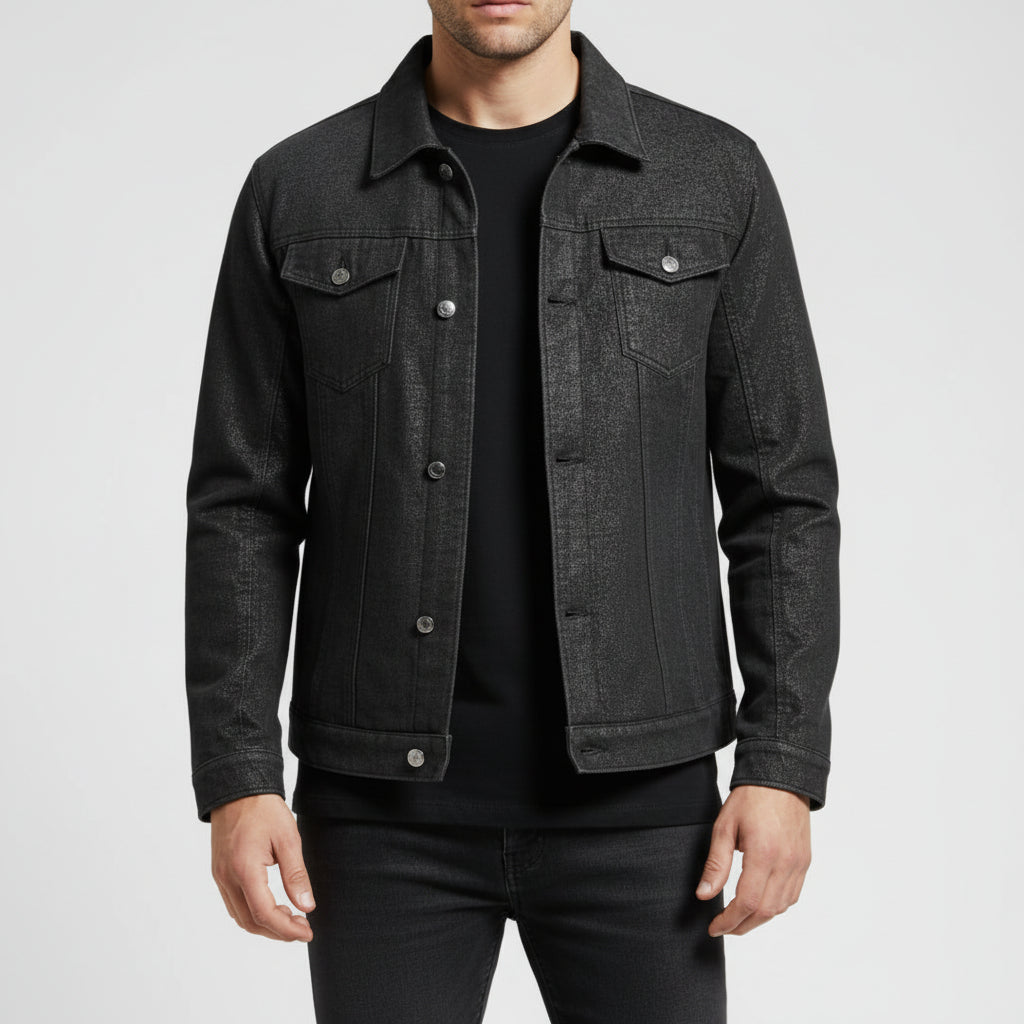 Lapel Leather Jacket Chest Button Pocket Casual Slim Fit