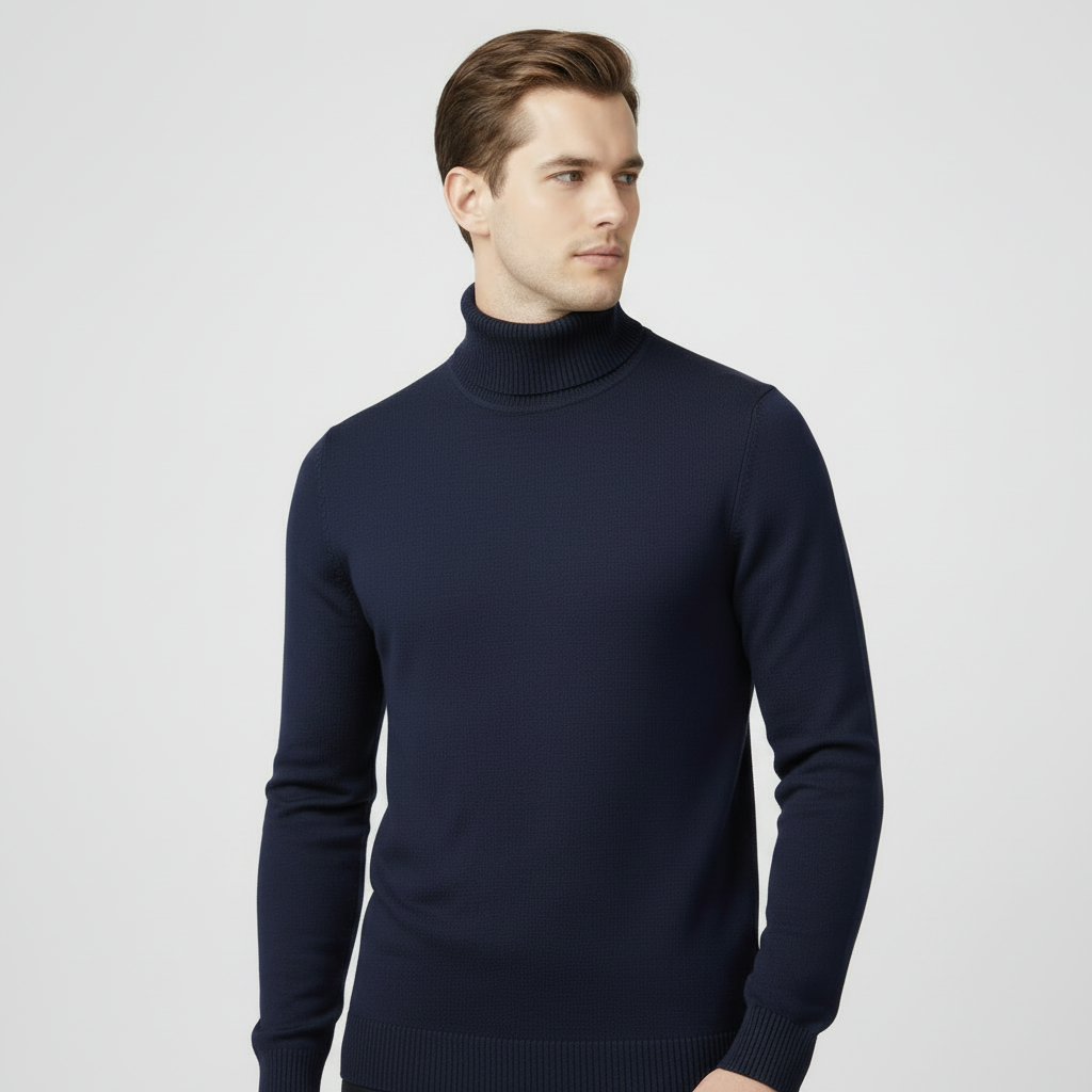 Mens Slim Fit Long Sleeve Turtleneck Pullover Sweater