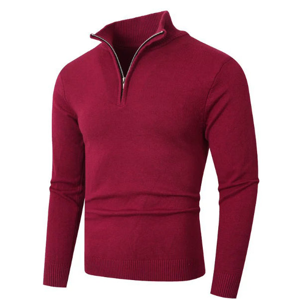 Men's Quarter Zip Sweater Knitted Turtleneck Pullover Long Sleeve 1/4 Zip Jumper