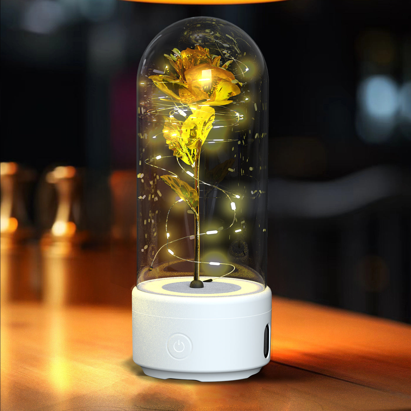 2 In 1 Rose Flower LED Light Bluetooth-compatible Speaker Valentine's Day Gift Glass Cover